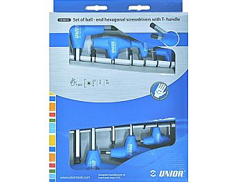 Unior T-handle Allen key set with ball, 2.5-10.0 mm
