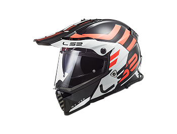 Helmet - LS2 MX436 Pioneer Evo Adventurer, matte black/fluo orange/white