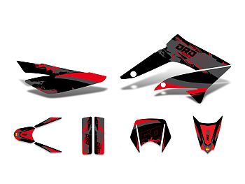 Decal set - red / gray / black - matt
