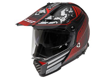 Helmet - LS2 MX436 Pioneer Evo Saturn, matt black / red / white